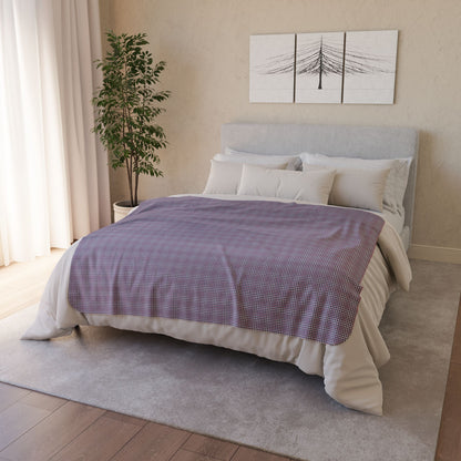 50" × 60" Grey Pink & Slate Blue Gingham Fleece Sherpa Blanket