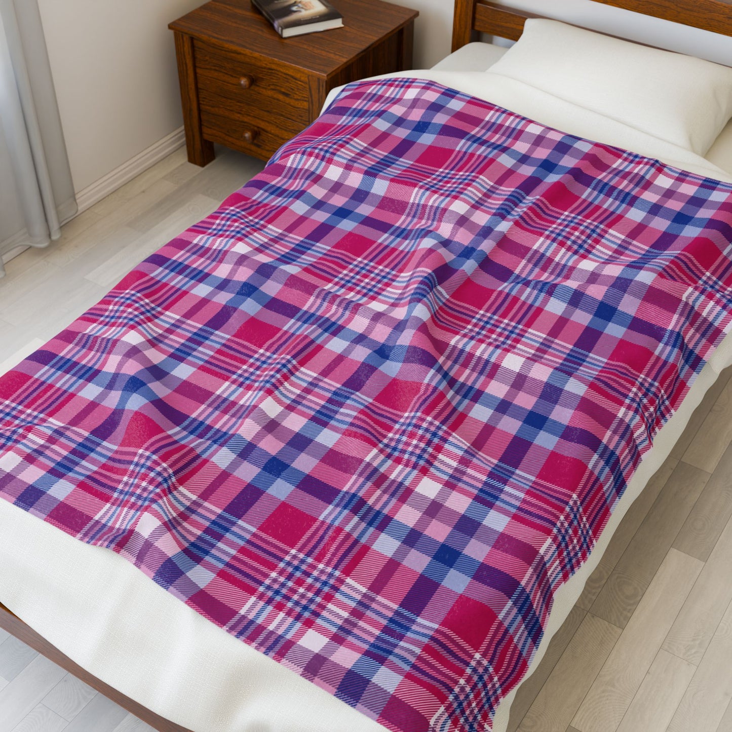 Bisexual Pride Plaid Velveteen Plush Blanket