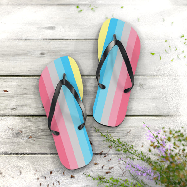 XL Black sole Genderflux Pride Flip Flops