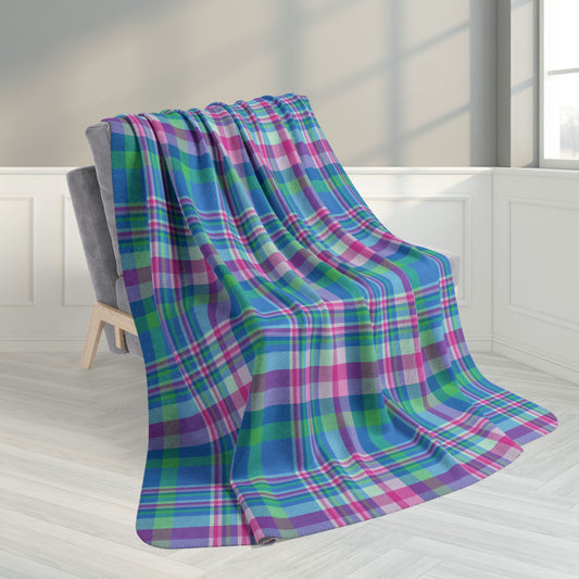 60" × 80" Polysexual Pride Plaid Fleece Sherpa Blanket