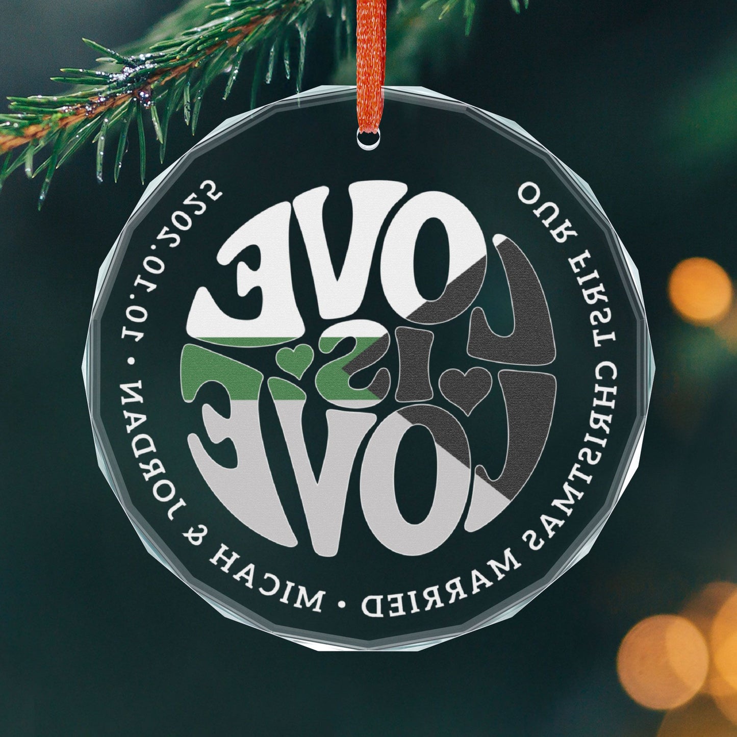 Custom Crystal Love is Love Demiromantic Pride 3" Circle Ornament