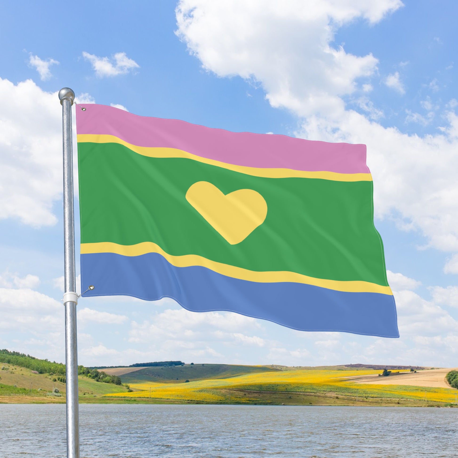 Polyromantic Pride Heart Flag with Grommets
