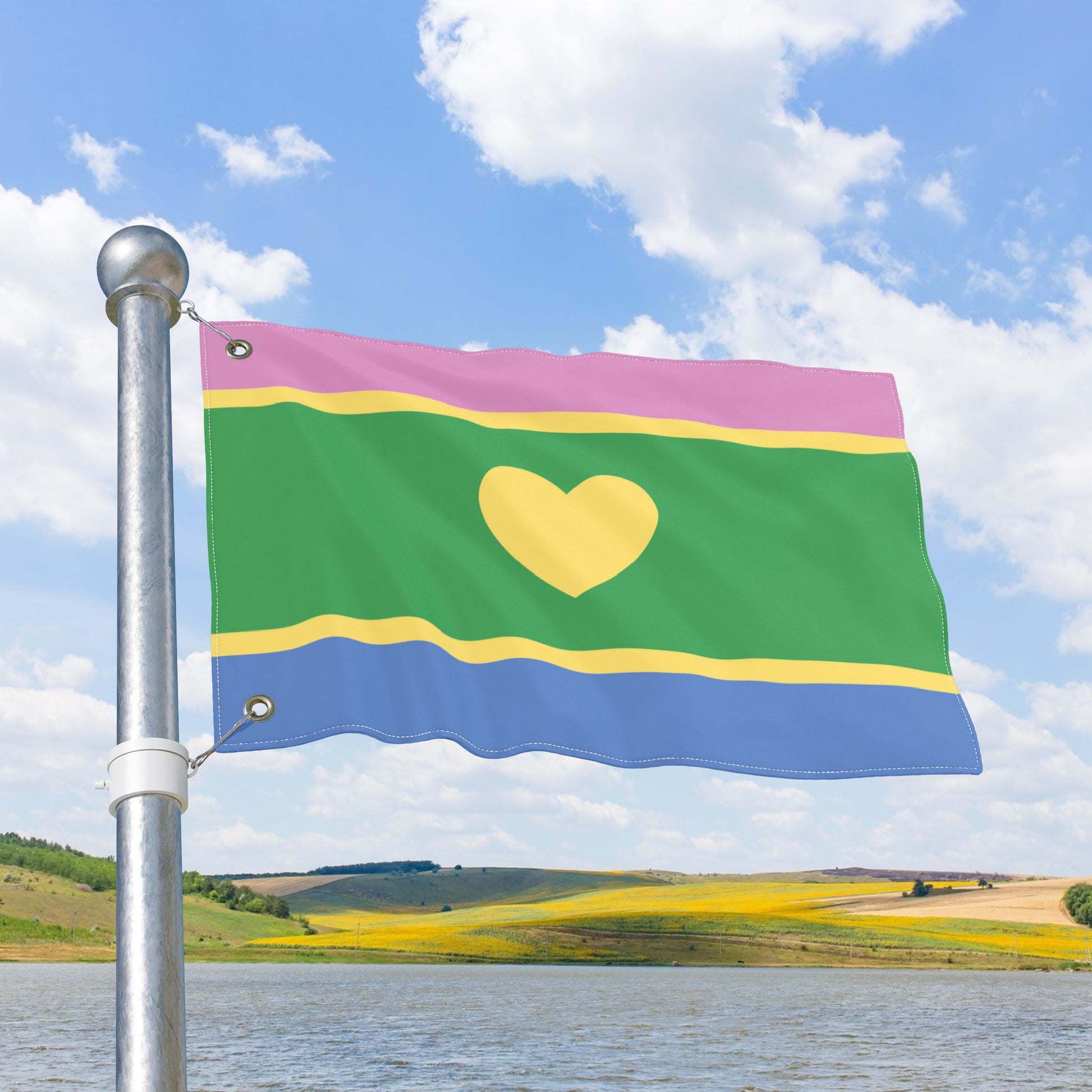 Polyromantic Pride Heart Flag with Grommets