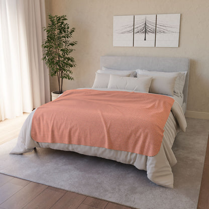 50" × 60" Grey Persimmon & Cream Gingham Fleece Sherpa Blanket
