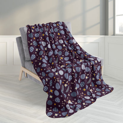 Blue Easter Eggs Purple Fleece Sherpa Blanket