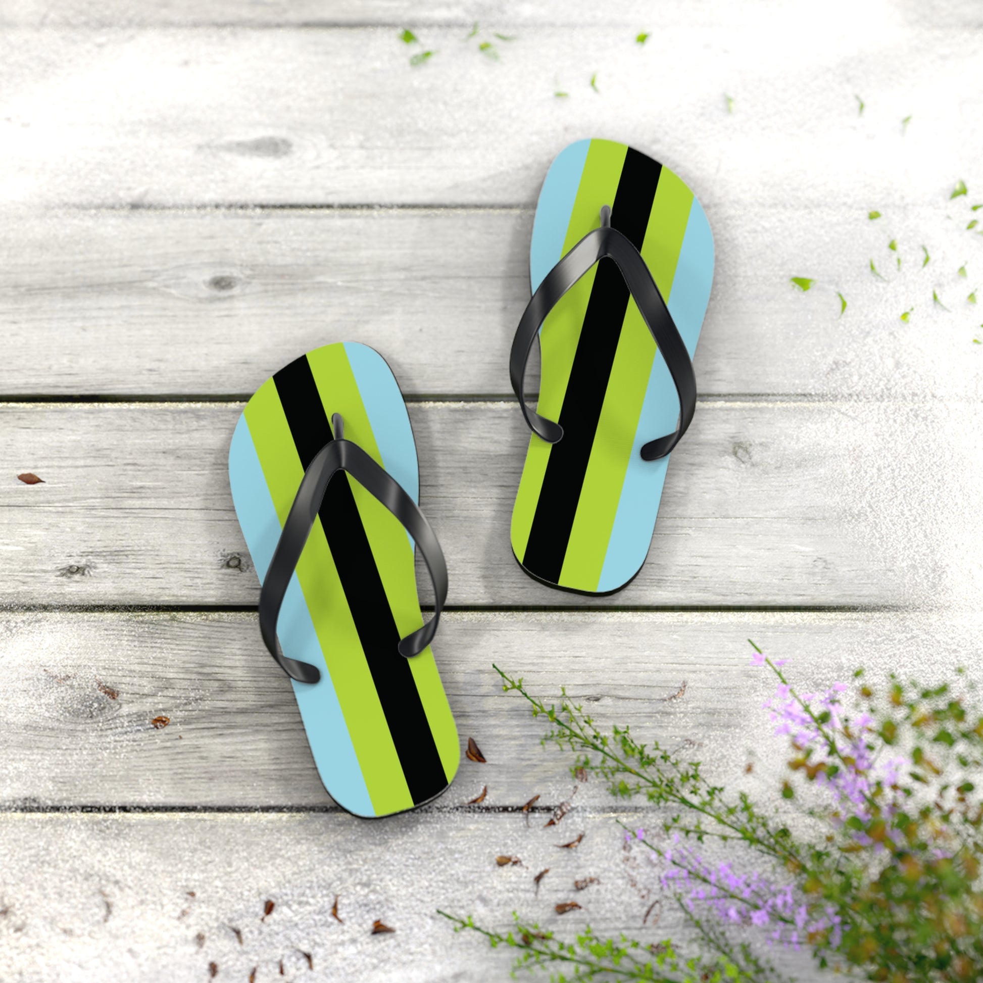 S Black sole Quoigender Pride Flip Flops