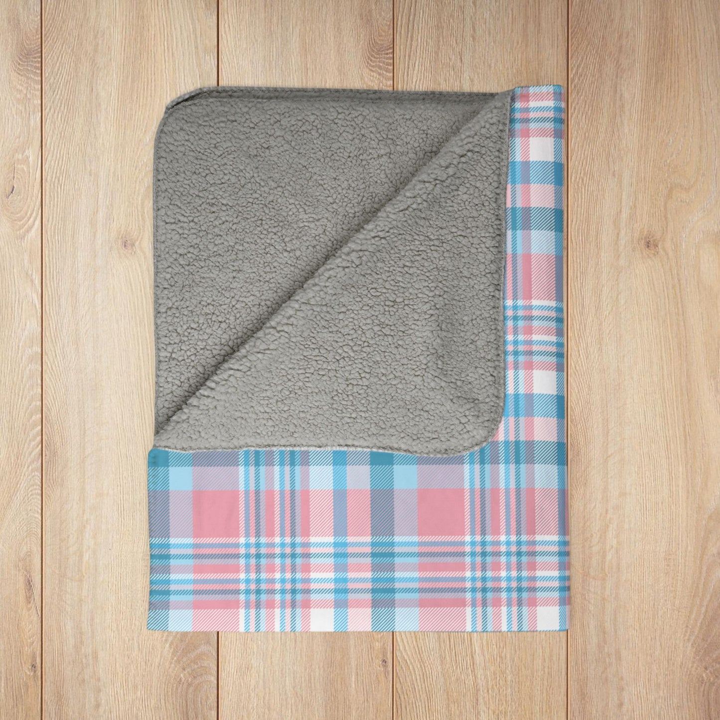 Transgender Pride Plaid Fleece Sherpa Blanket