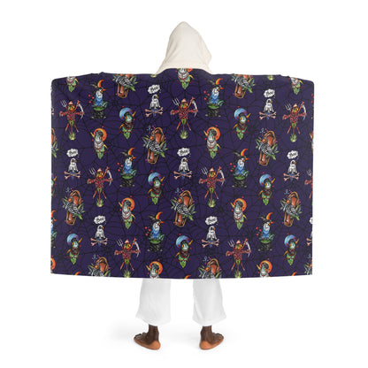 Halloween Lovebirds Hooded Sherpa Fleece Blanket