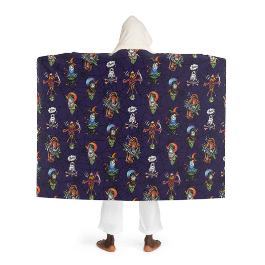 Halloween Lovebirds Hooded Sherpa Fleece Blanket