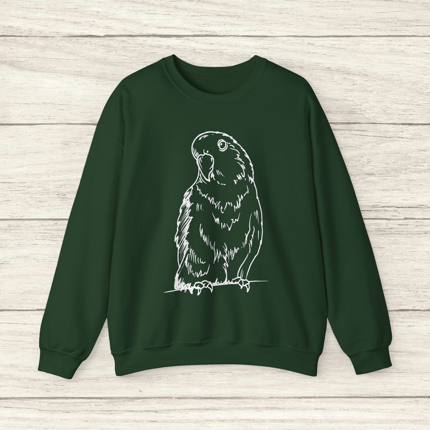 Floofball Lovebird, Line Art Crew Neck Sweatshirt