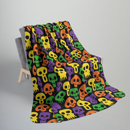 Halloween Skulls Fleece Sherpa Blanket