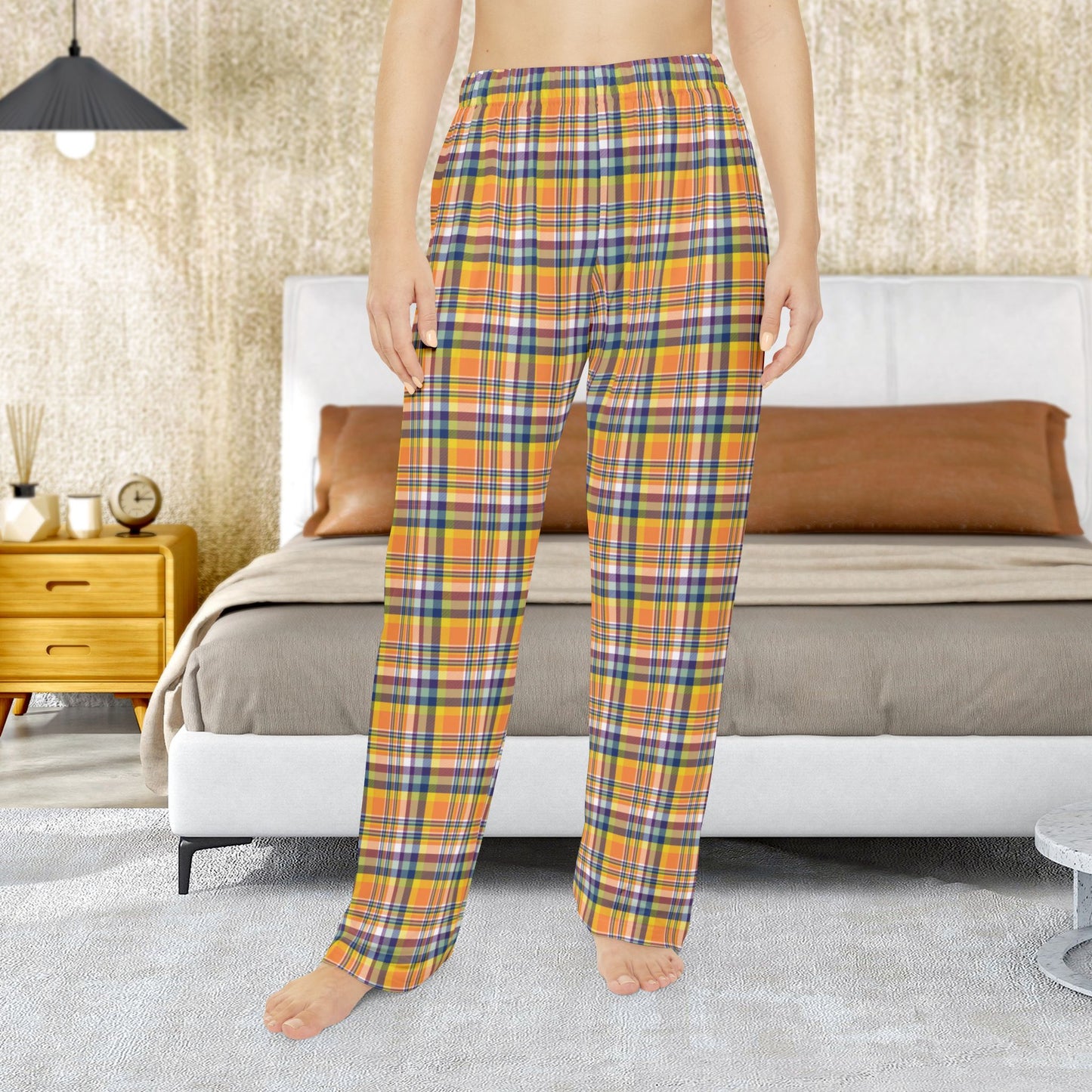 Women’s Orange, Yellow, Blue & Purple Doswell VA Plaid Pajama Pants