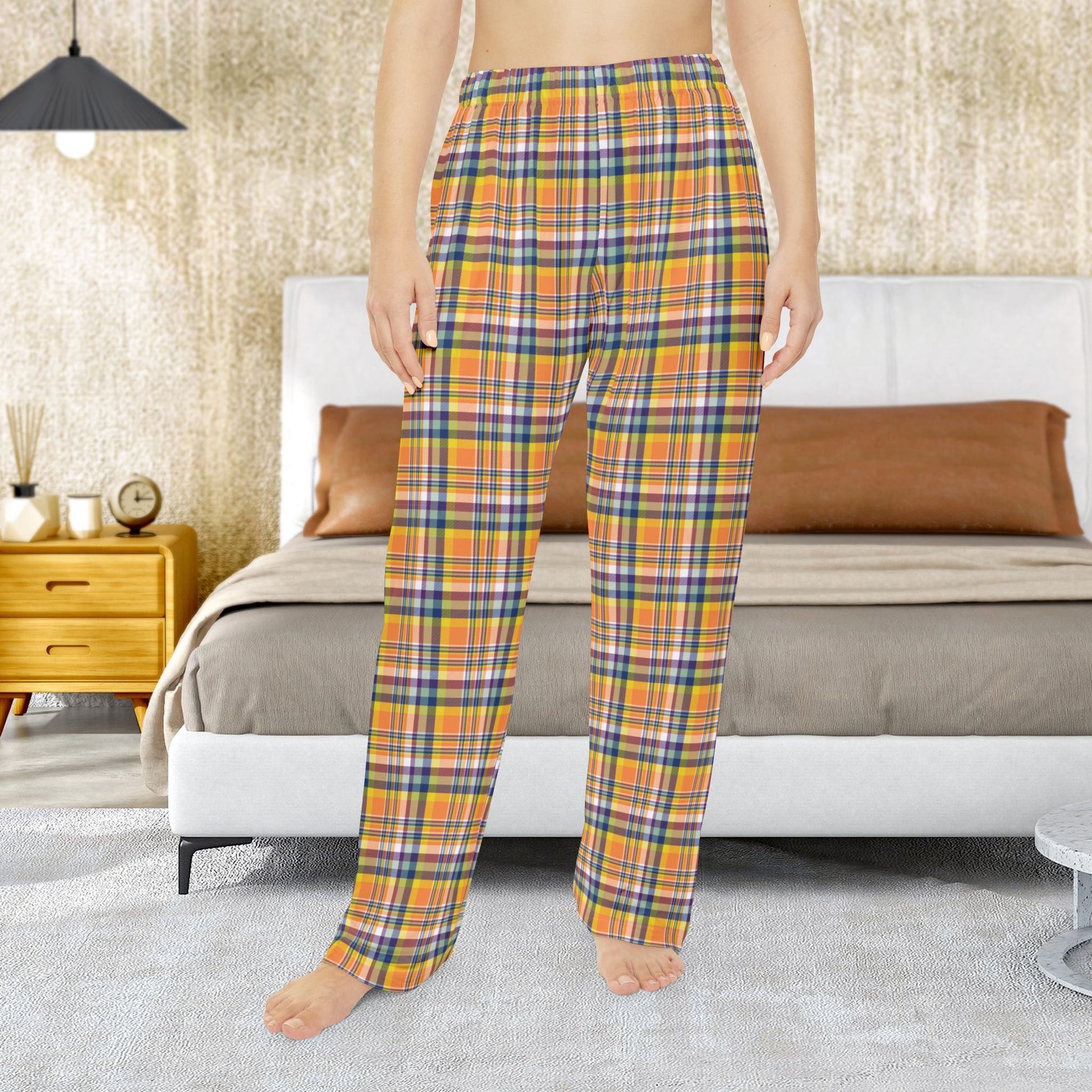 Women’s Orange, Yellow, Blue & Purple Doswell VA Plaid Pajama Pants