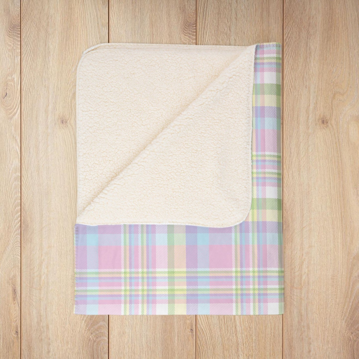 Easter Pastel Plaid Fleece Sherpa Blanket