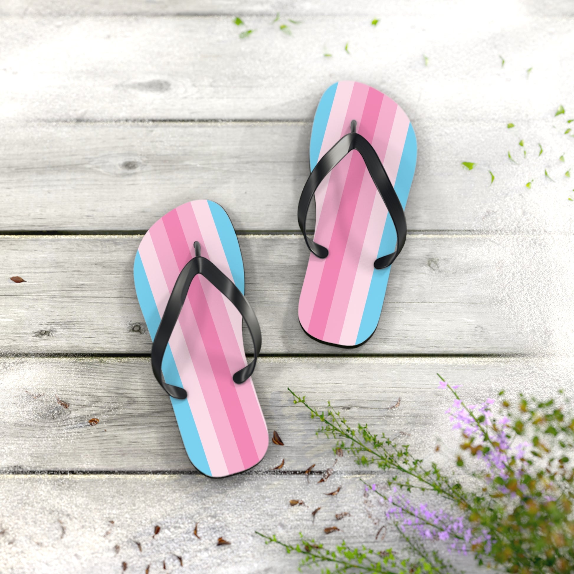 S Black sole Transfeminine Pride Flip Flops