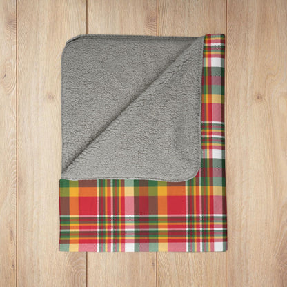 Christmas Red & Yellow Kansas City MO Plaid Fleece Sherpa Blanket
