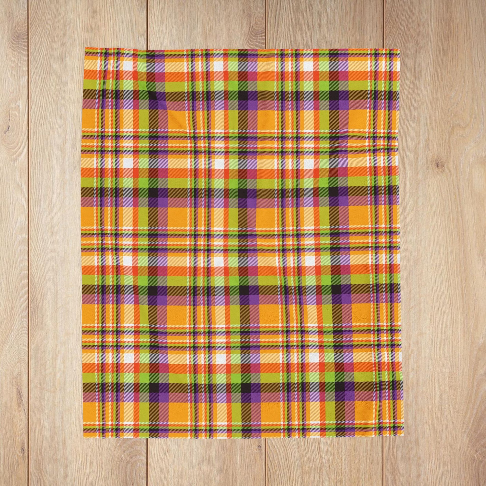 Halloween Colors Plaid Velveteen Plush Blanket