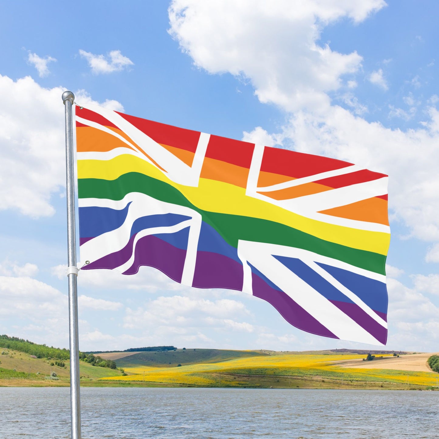UK Rainbow Pride Flag with Grommets