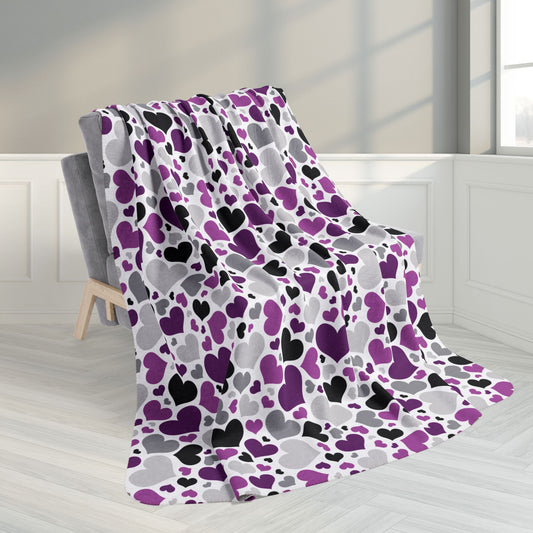 60" × 80" Demisexual Pride Valentine’s Day Hearts White Fleece Sherpa Blanket