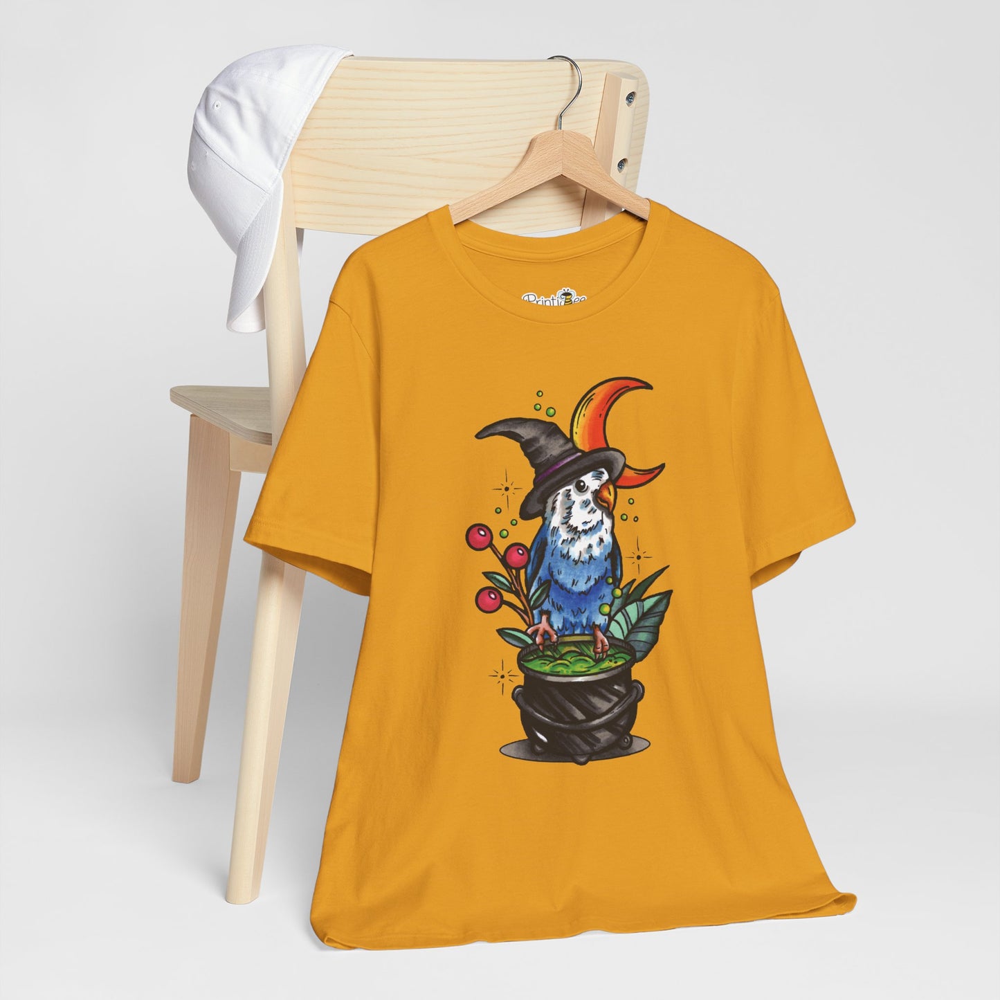 Lovebird Witch, Hand-Drawn & Hand-Colored Tee