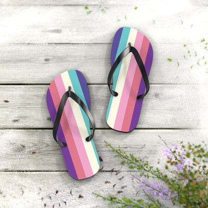 M Black sole Aurora Lesboy Pride Flip Flops