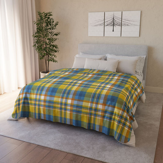60" × 80" Beige Aroace Pride Plaid Fleece Sherpa Blanket