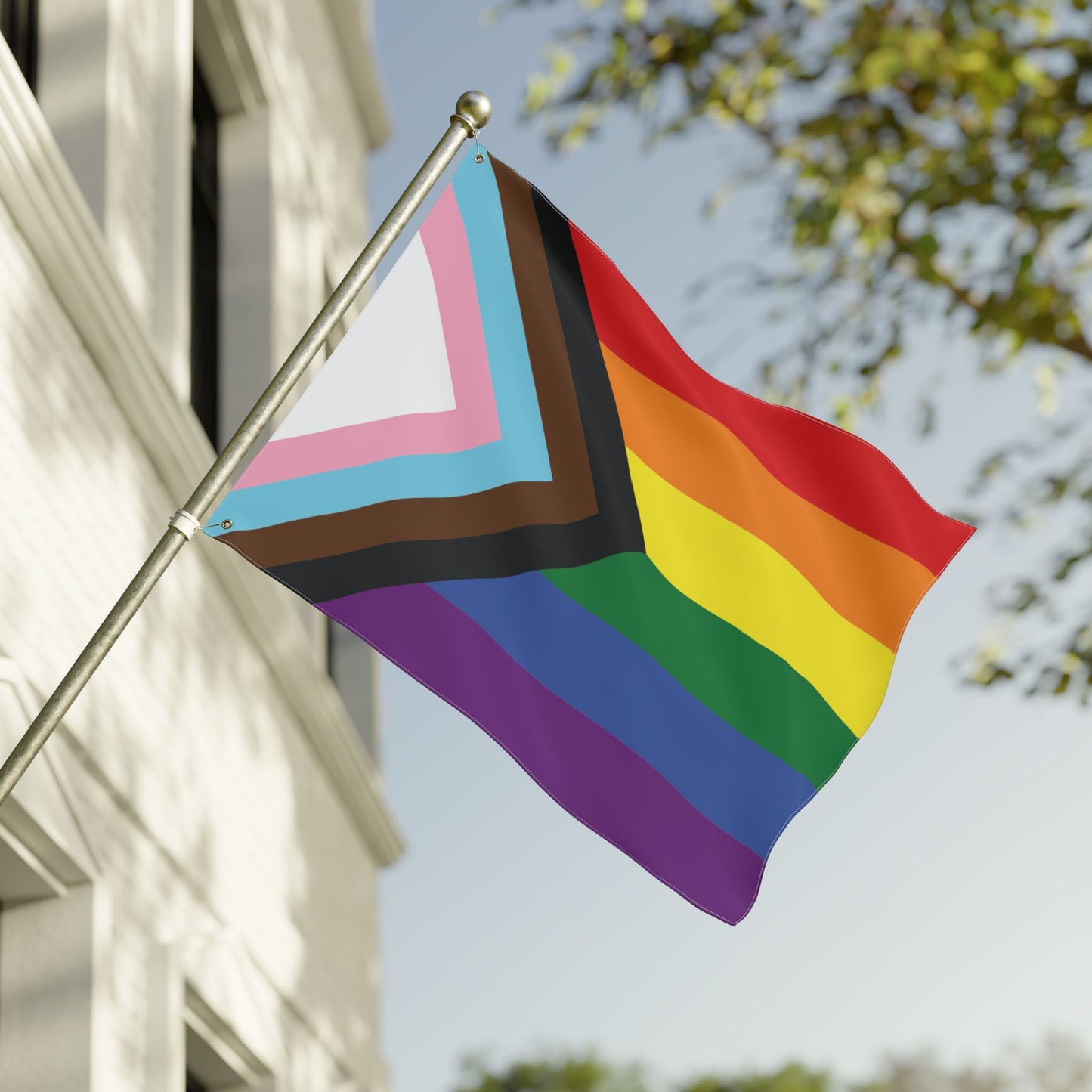 30'' × 40'' Rainbow Progress Pride Double-Sided Flag, with Left or Right Side Grommets