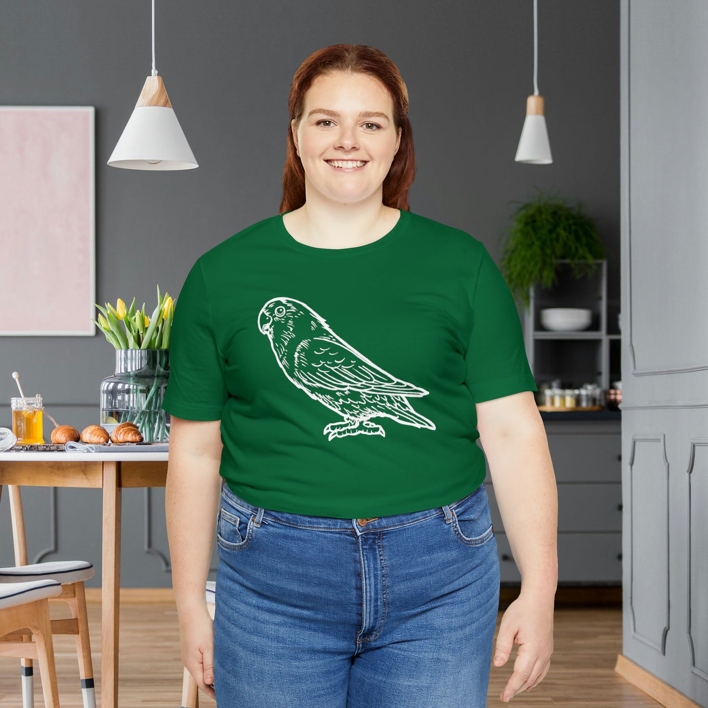 Holly Girl, Tee-shirt Lovebird Line Art