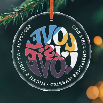 Custom Crystal Love is Love Polyamory Pride 3" Circle Ornament