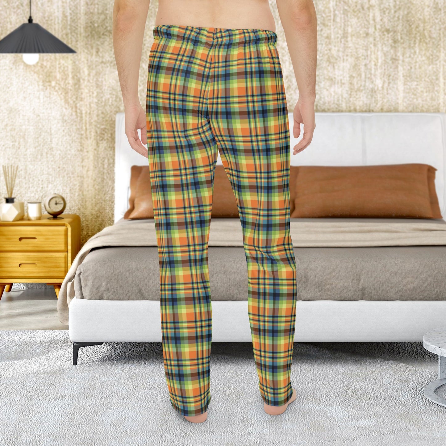 Men’s Orange, Green & Blue Ohio Plaid Pajama Pants