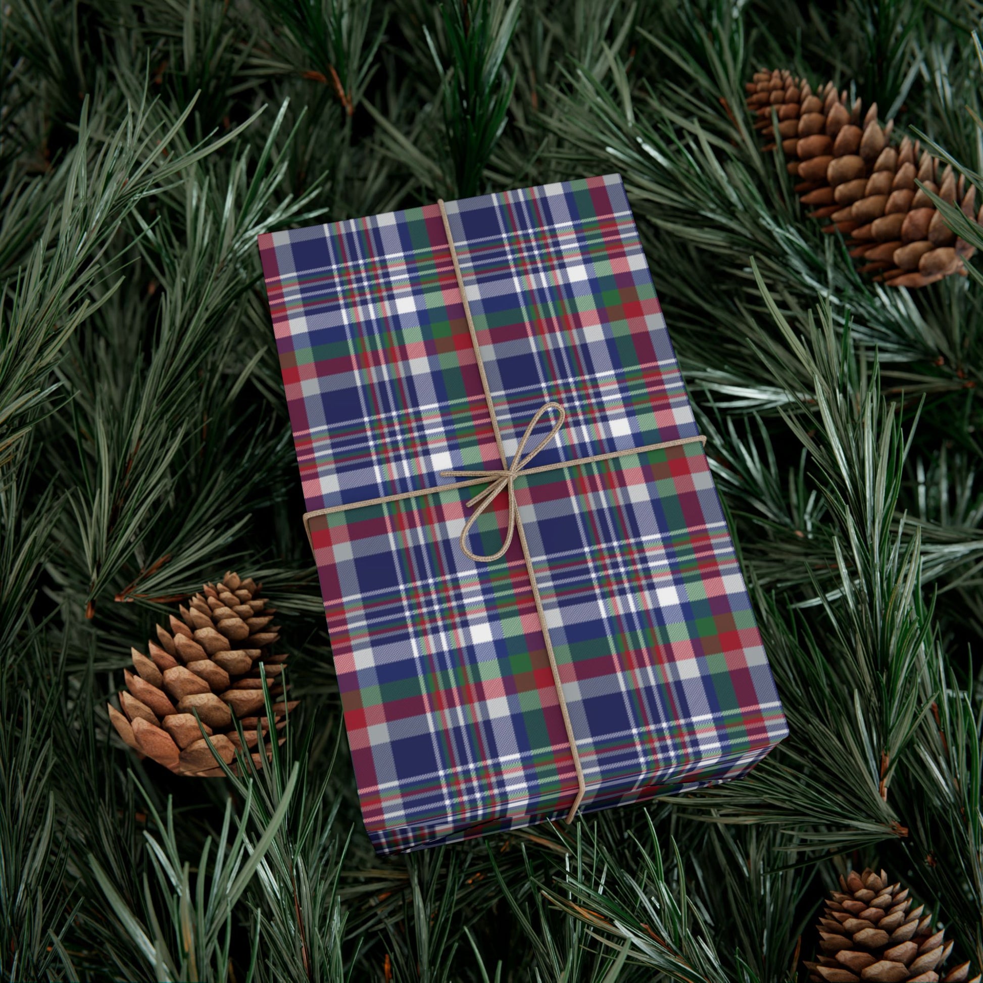 Christmas Blue & Red New York NY Plaid Gift Wrapping Paper Roll