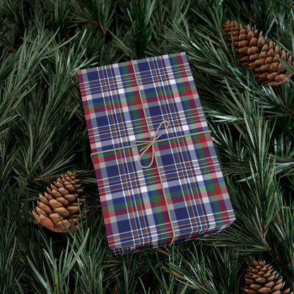 Christmas Blue & Red New York NY Plaid Gift Wrapping Paper Roll