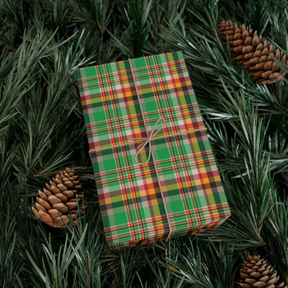 Kwanzaa Green, Black, Orange & Red Plaid Gift Wrapping Paper Roll