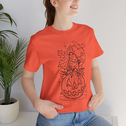 Lovebird on a Jack-o-Lantern, Line Art Tee