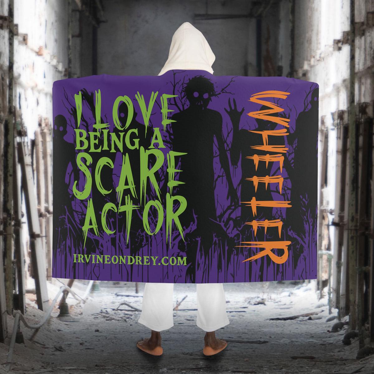 I Love Being a Scare Actor Hooded Sherpa Fleece Blanket • Irvine Ondrey Engineering
