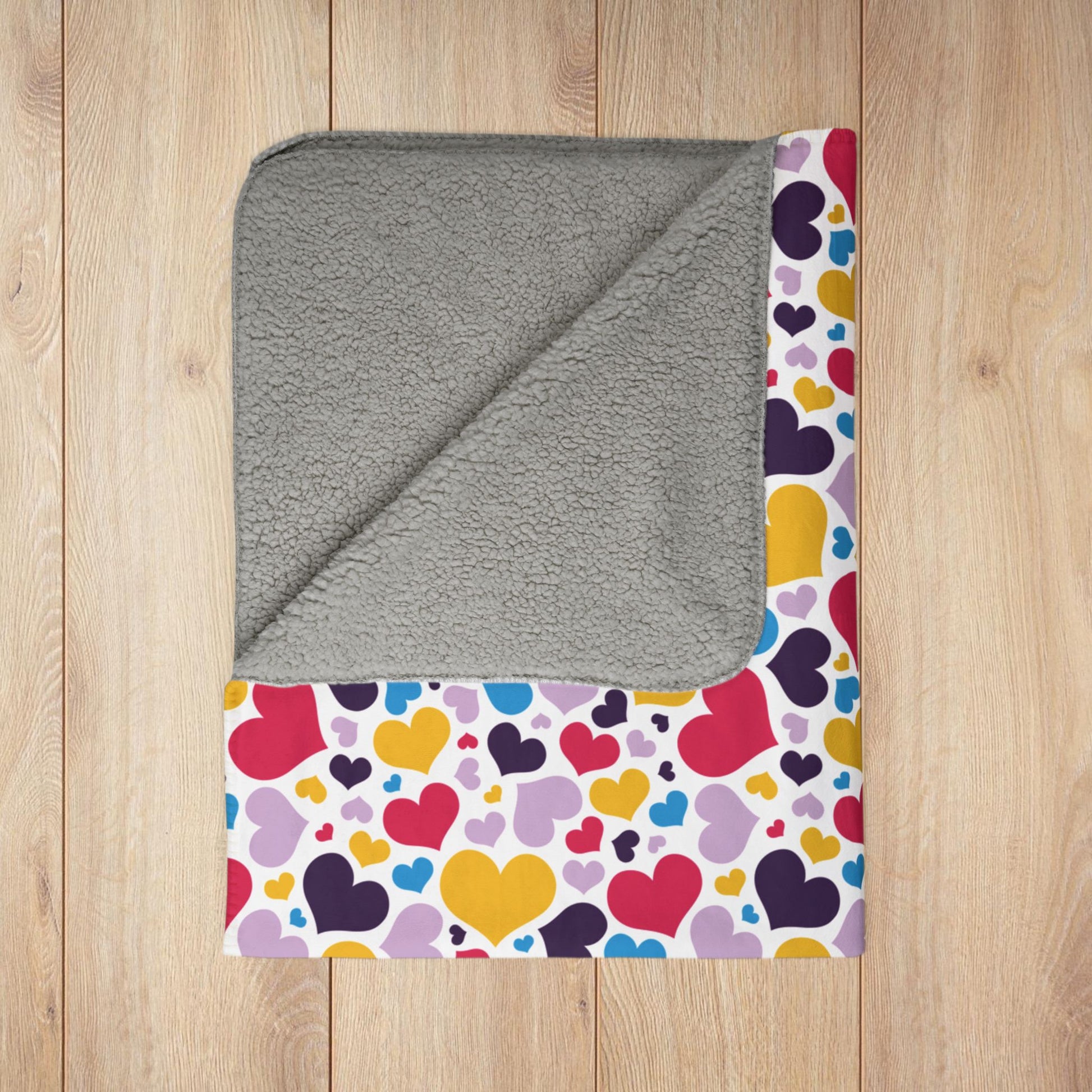 Polyamory Pride Valentine’s Day Hearts White Fleece Sherpa Blanket