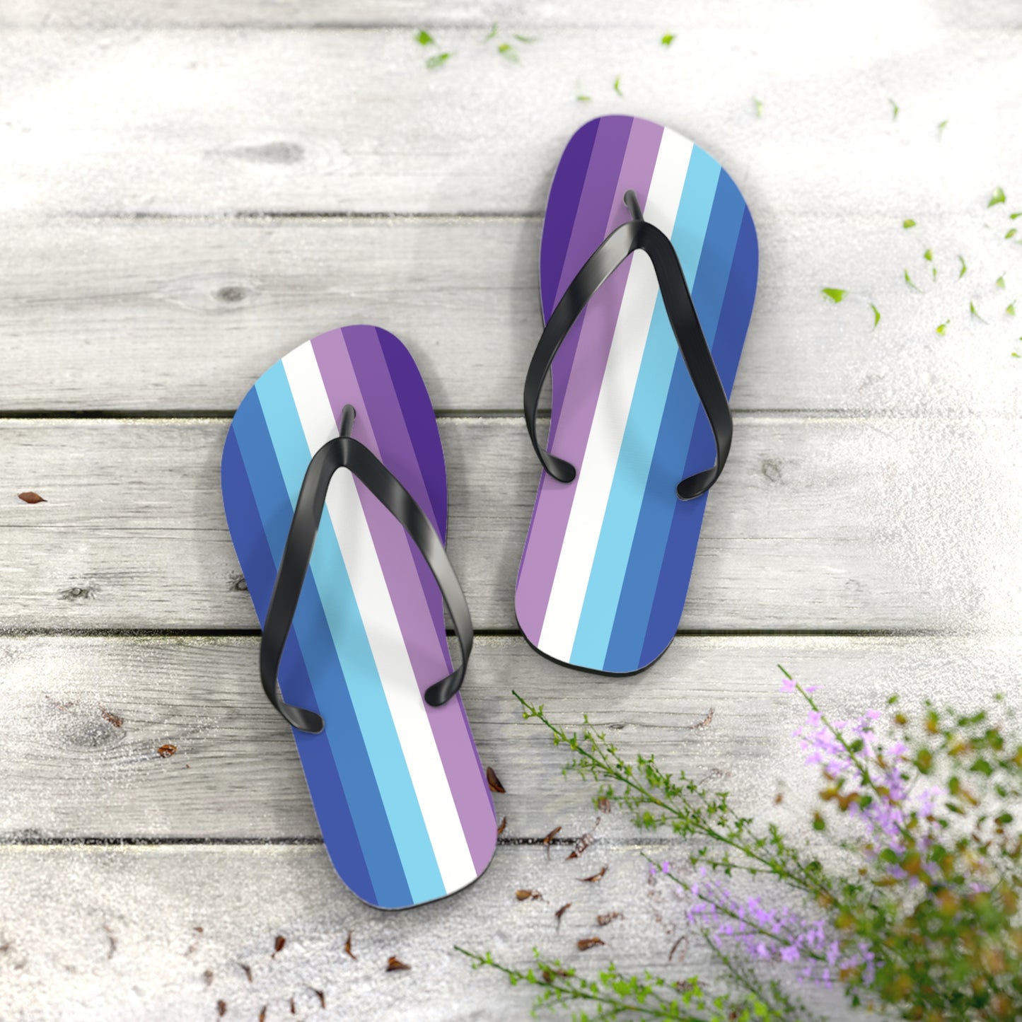 L Black sole Berrisexual Pride Flip Flops