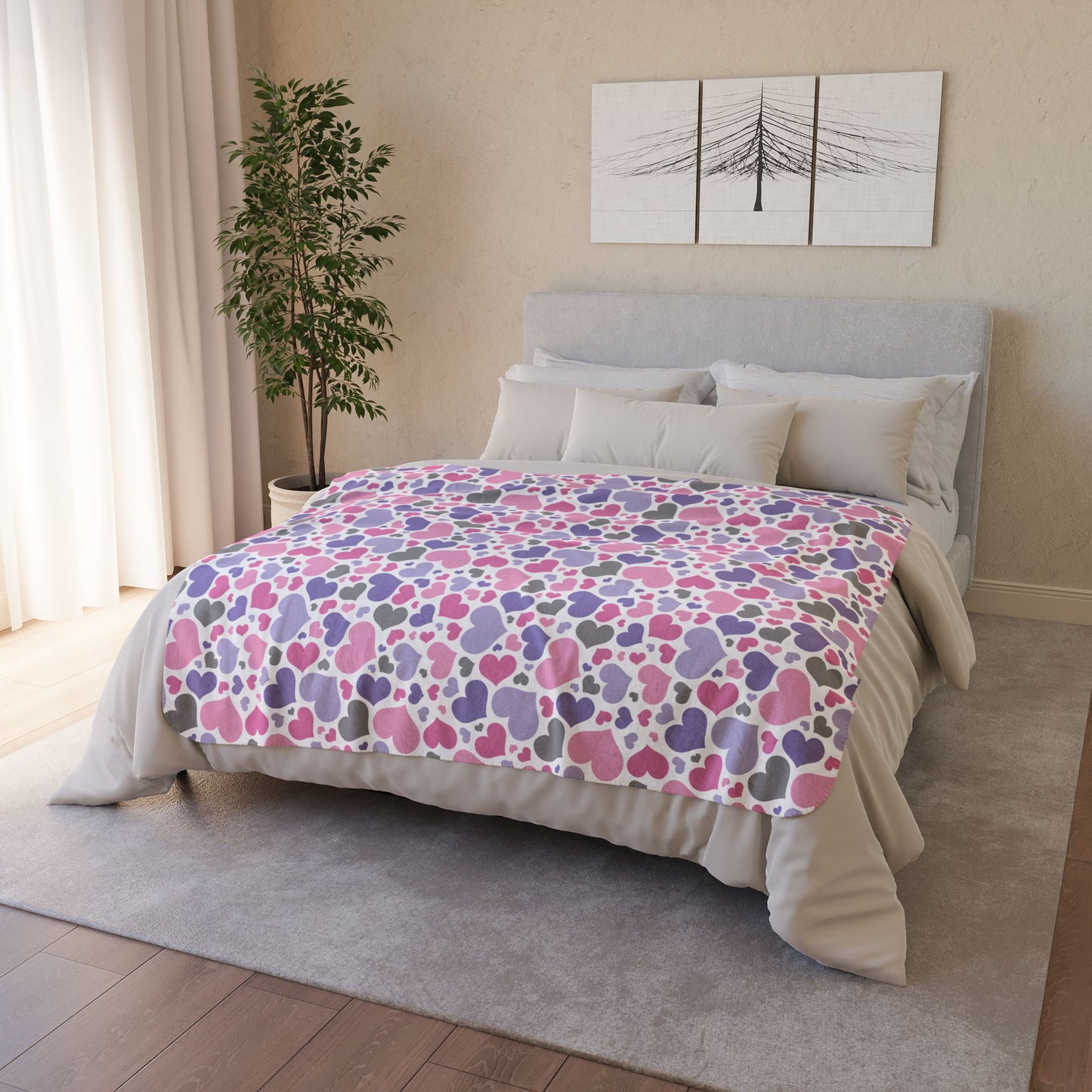 Cupiosexual Pride Valentine’s Day Hearts White Fleece Sherpa Blanket