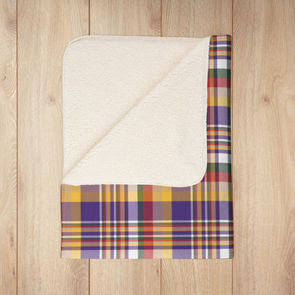 Christmas Purple & Gold Minneapolis MN Plaid Fleece Sherpa Blanket
