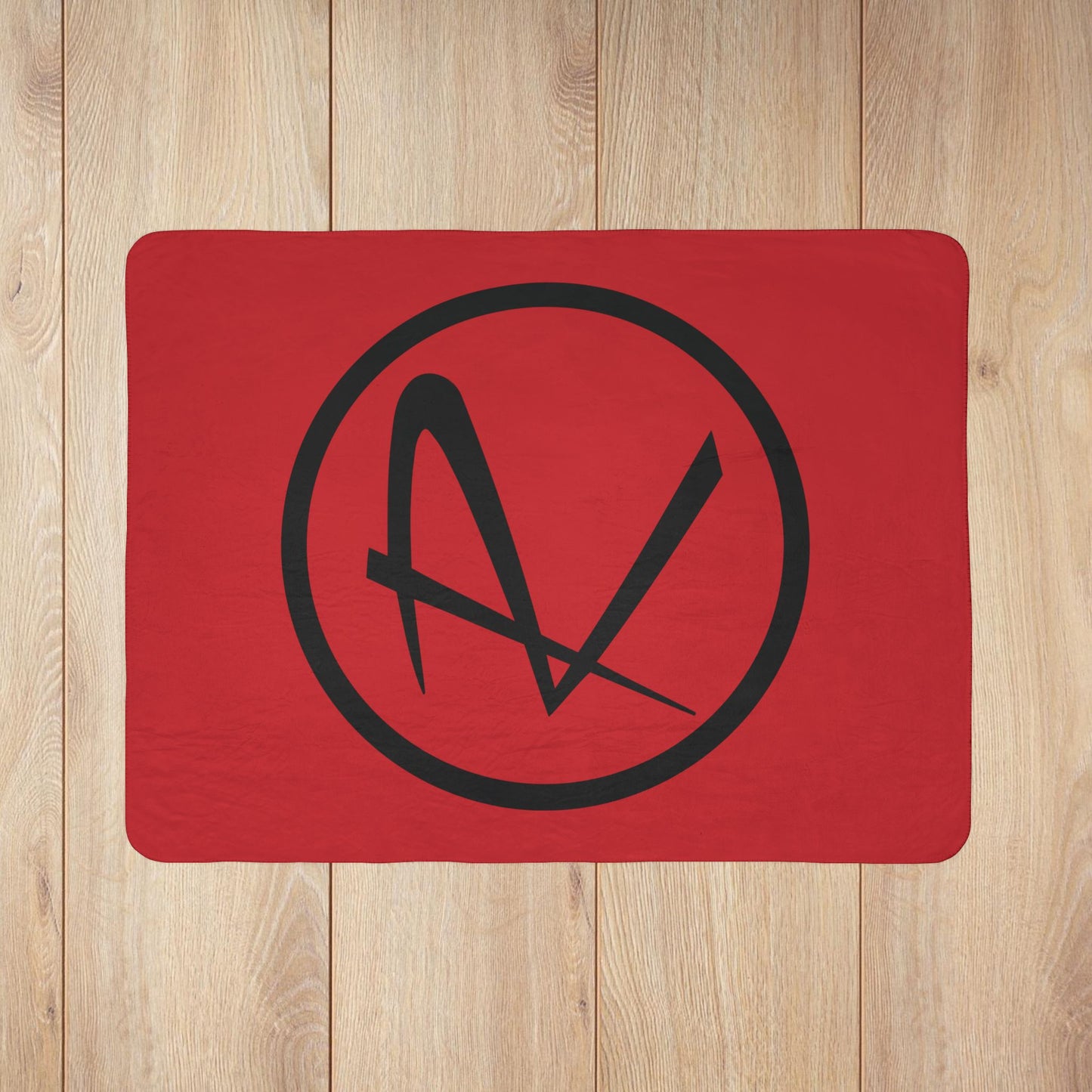 Rambler Black Logo Red Fleece Sherpa Blanket