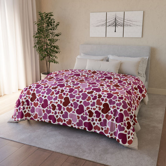 Lesbian Pink Pride Valentine’s Day Hearts White Fleece Sherpa Blanket