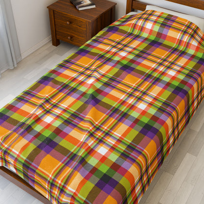 Halloween Colors Plaid Velveteen Plush Blanket