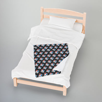 AMC Logo Black Velveteen Plush Blanket