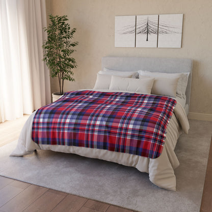 50" × 60" Beige Nautical Red Plaid Fleece Sherpa Blanket