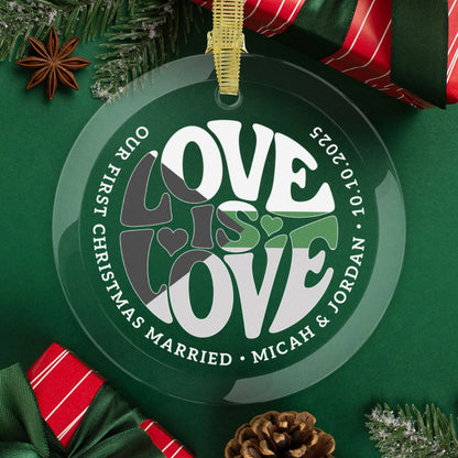 Round One Size Custom Glass Love is Love Demiromantic Pride 3.5" Circle Ornaments