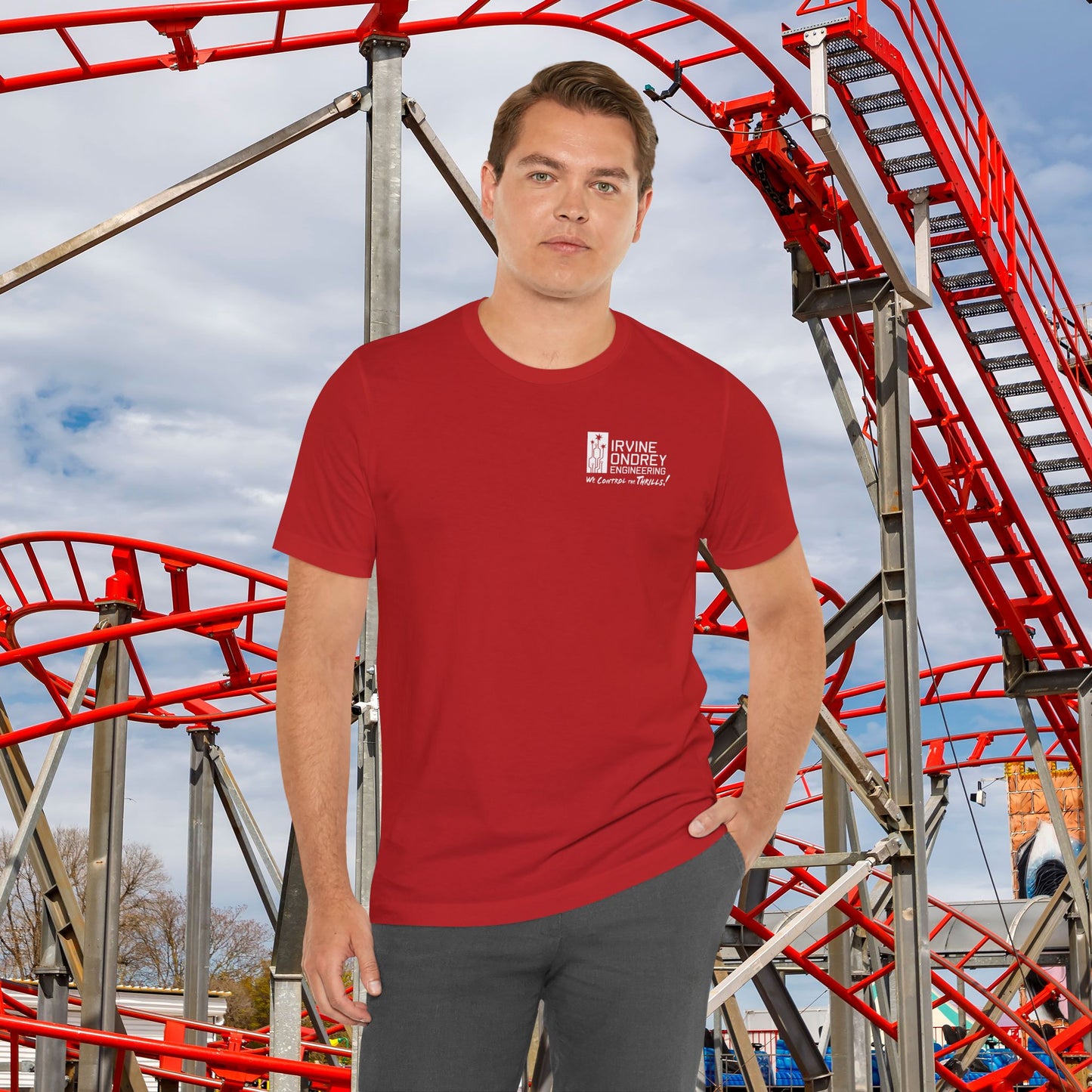 I Just Wanna Watch Hockey & Ride Roller Coasters Tee (BACK graphic) • Irvine Ondrey Engineering