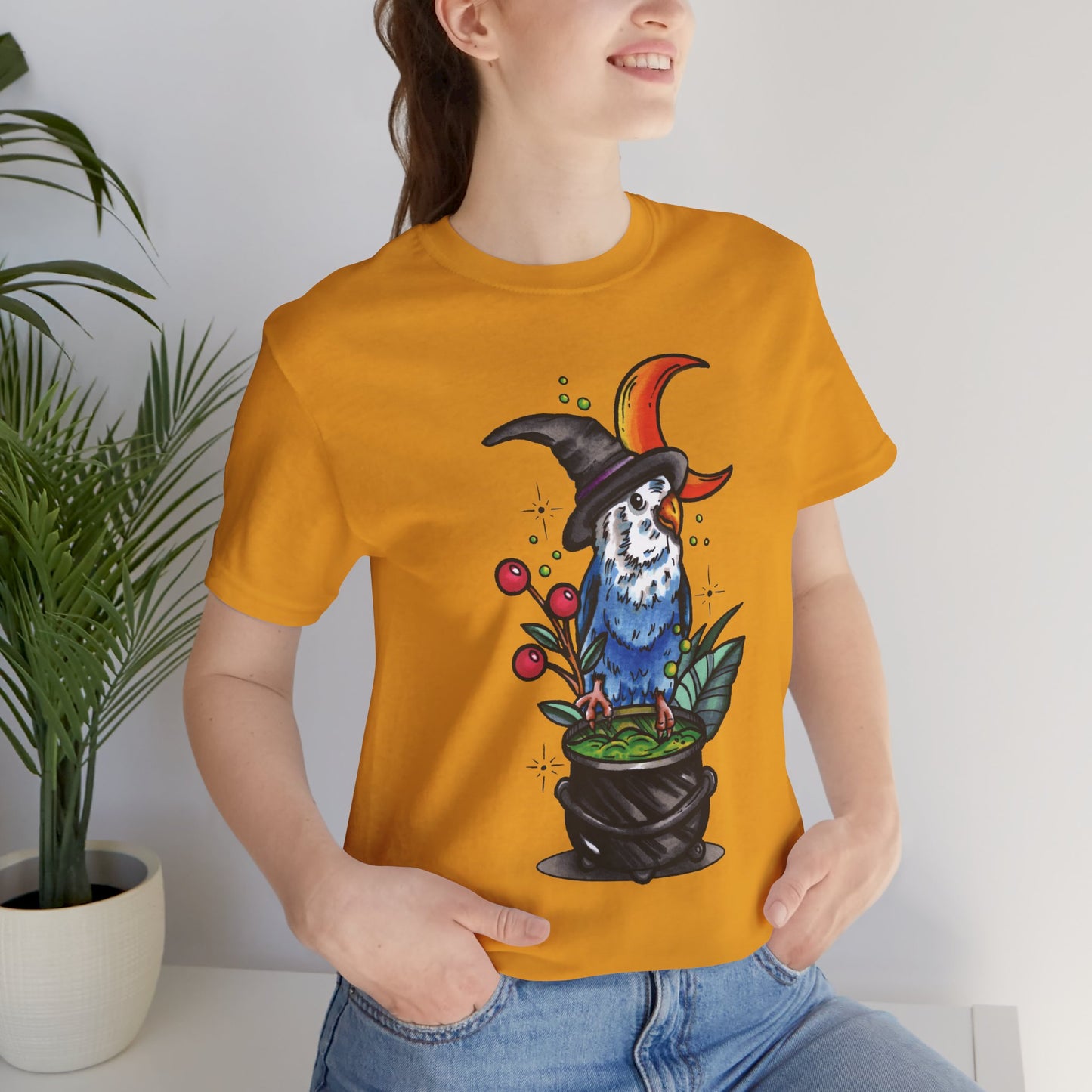 Lovebird Witch, Hand-Drawn & Hand-Colored Tee