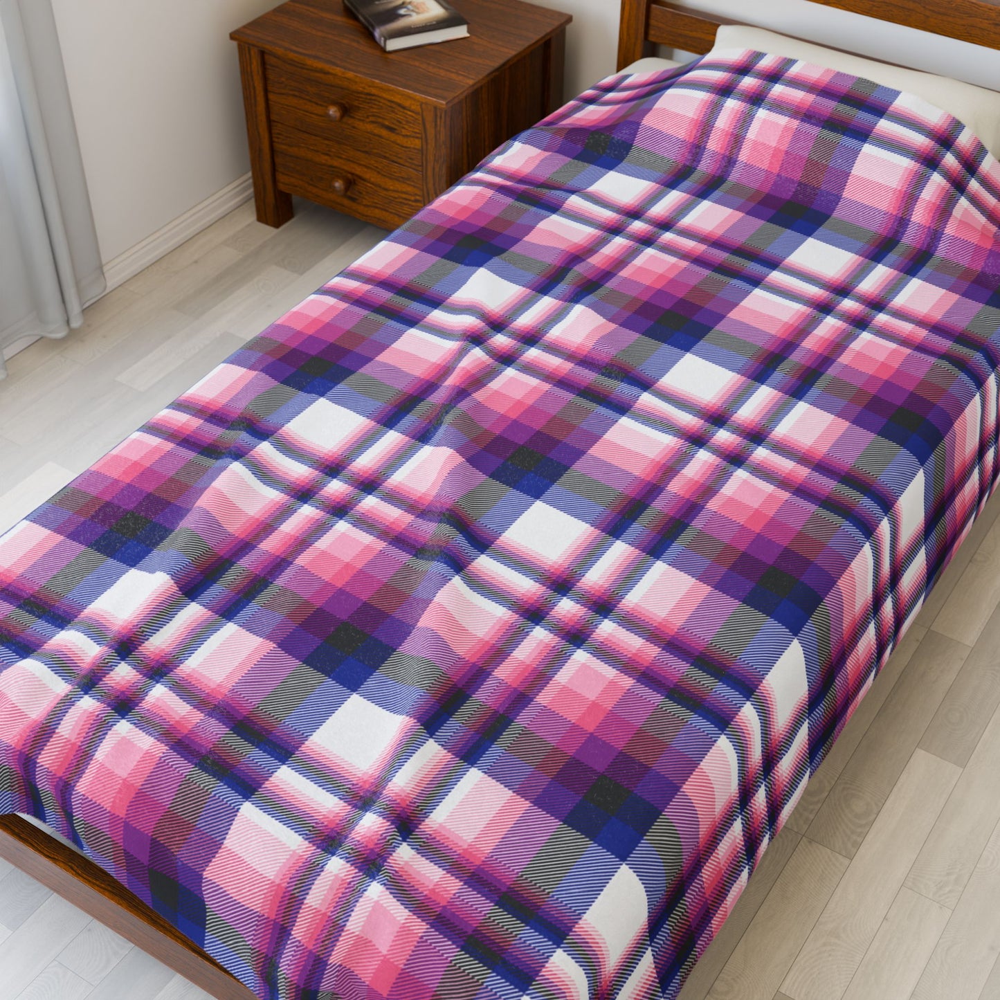 Genderfluid Pride Plaid Velveteen Plush Blanket