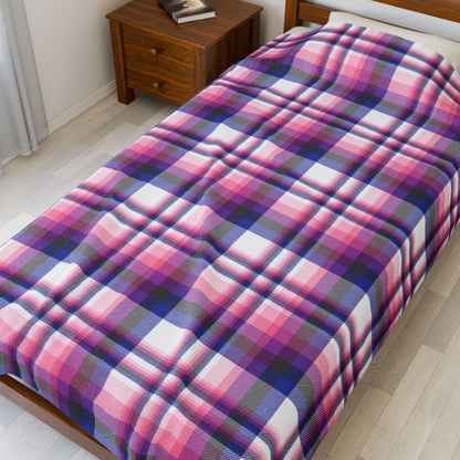 Genderfluid Pride Plaid Velveteen Plush Blanket