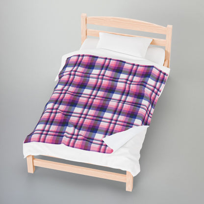 Genderfluid Pride Plaid Velveteen Plush Blanket